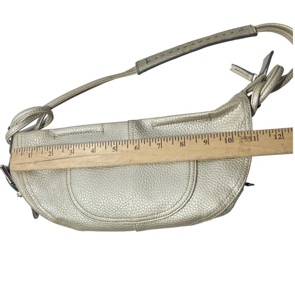 Liz Claiborne Shoulder Bag Metallic Gold Pebbled Leather Hobo Style Y2K - Picture 7 of 14